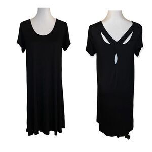 Black Jersey Knit Cross Back Dress Size Small